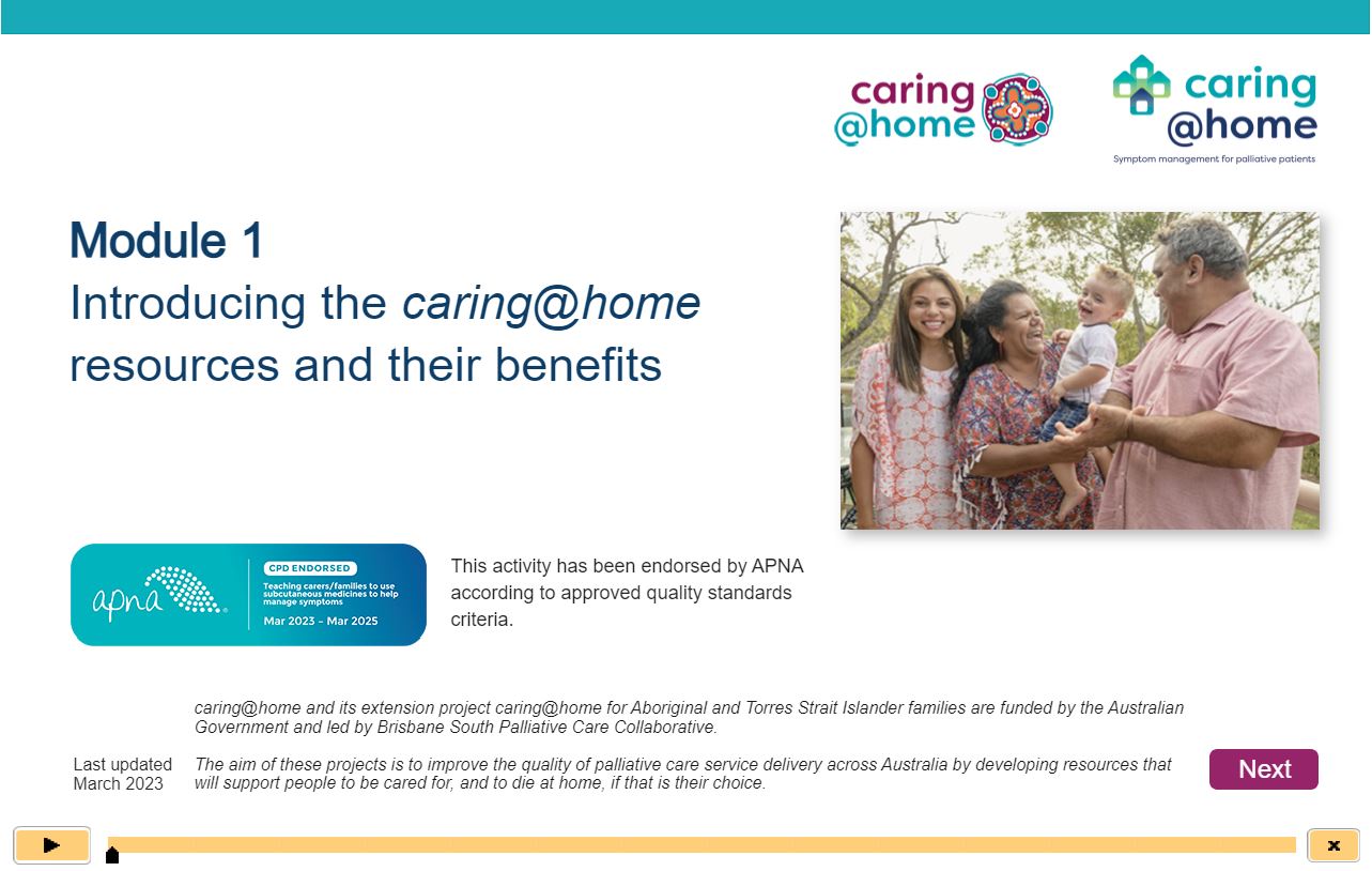 Start Module 1 - Introducing the caring@home resources and their benefits