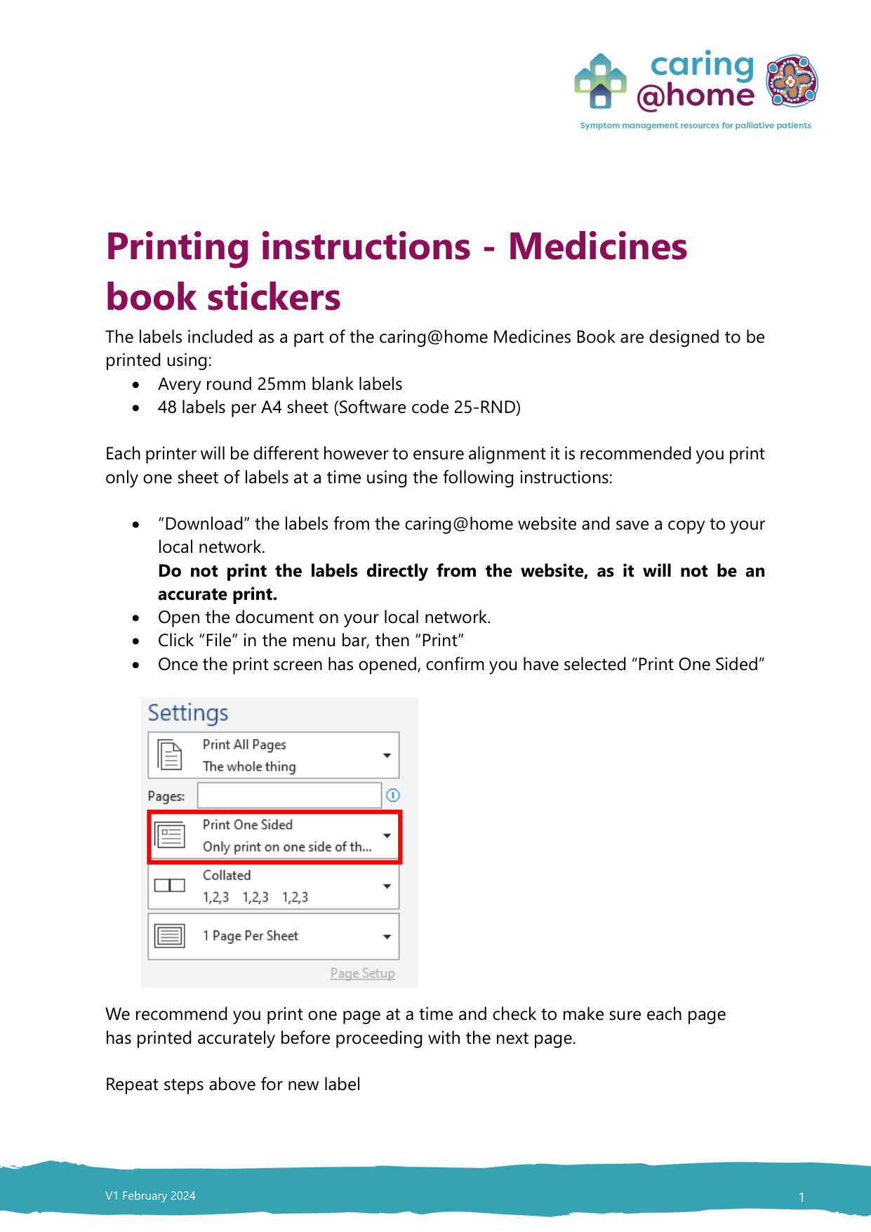 Thumbnail of Printing instructions - medicines book stickers