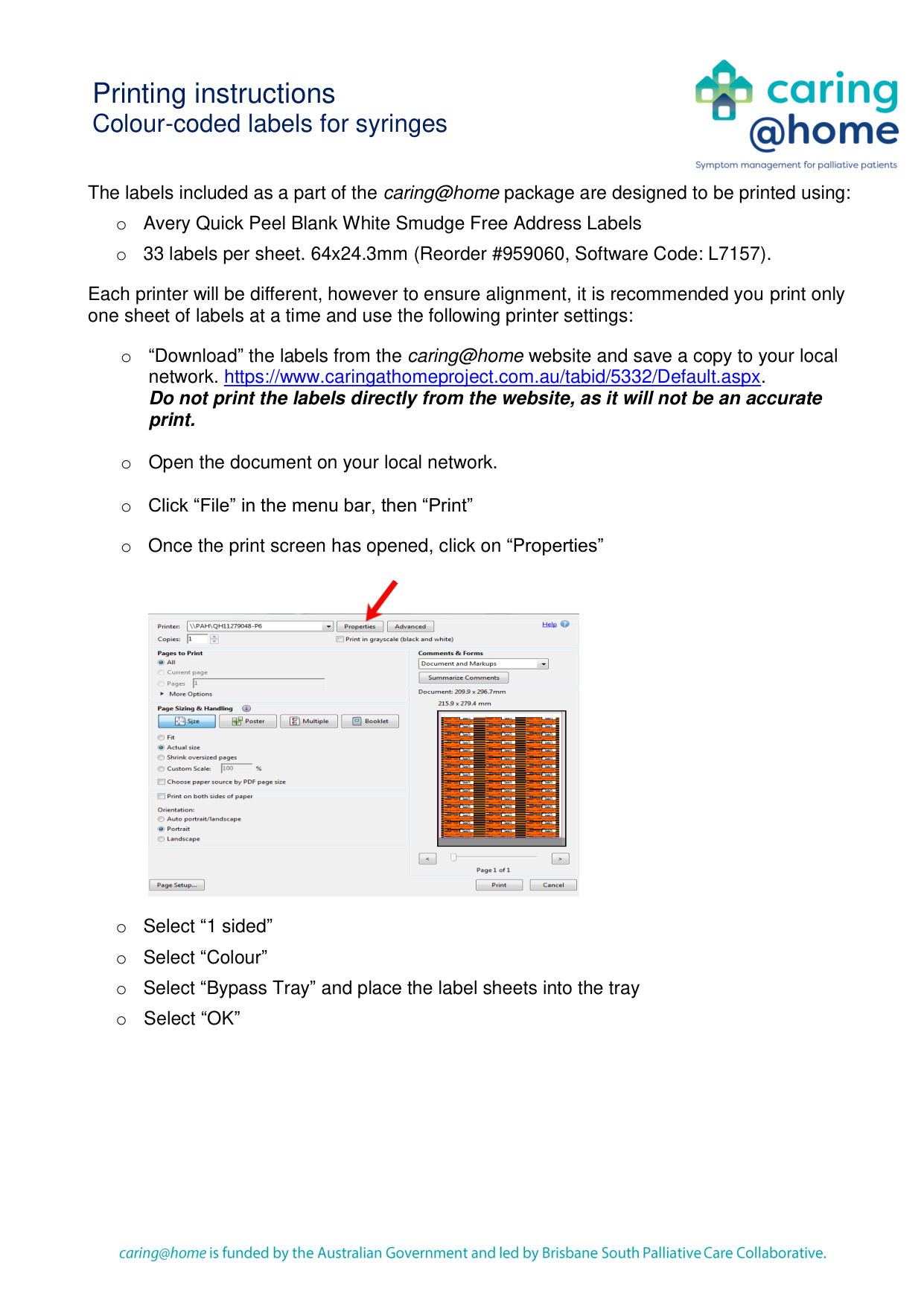 Thumbnail of Printing instructions – colour coded labels for syringes