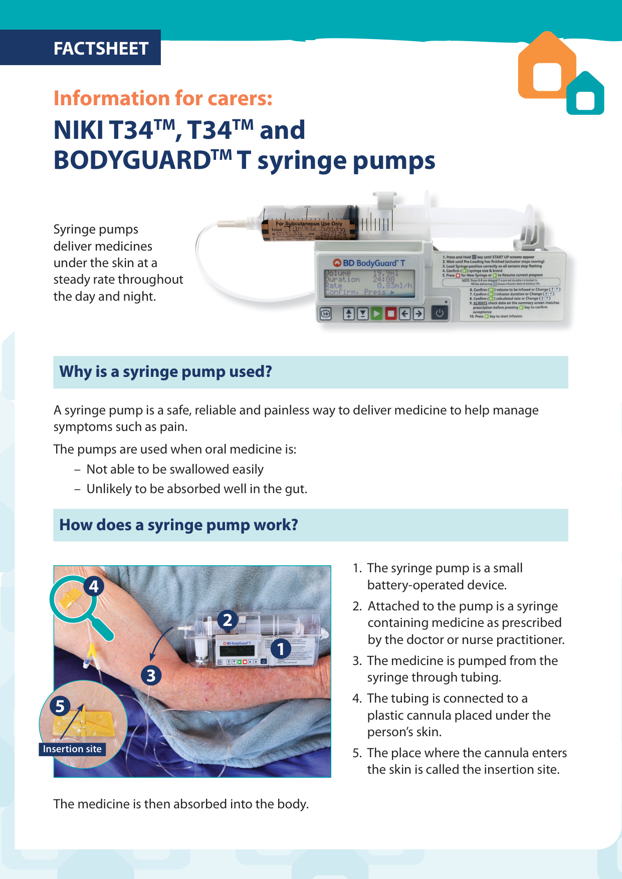 Thumbnail of Information for carers - Niki T34, T34 and Bodyguard T syringe pumps