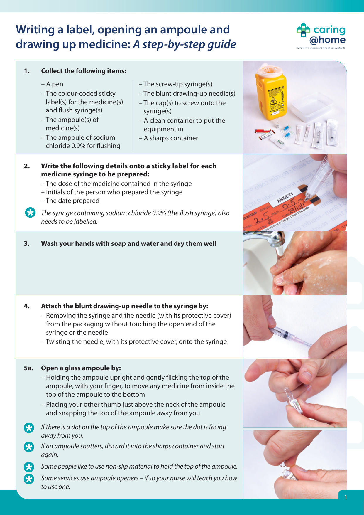 Thumbnail of Writing a label, opening an ampoule and drawing up medicine