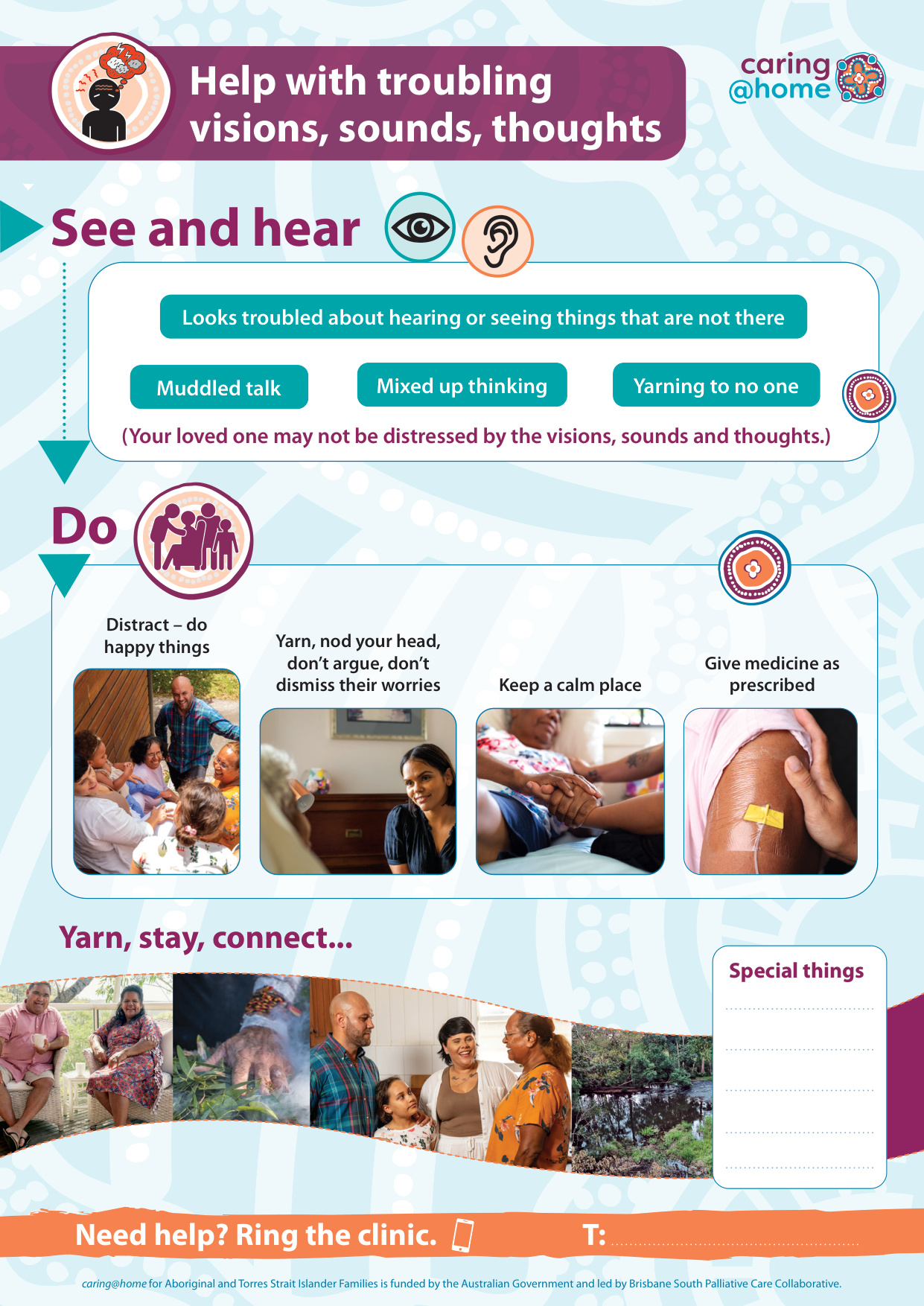 Thumbnail of Tip sheet: Help with troubling visions, sounds, thoughts  (For Aboriginal families)